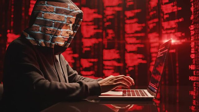 Person in hooded sweatshirt typing on laptop