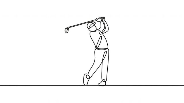 Golf, golfing, line art, continuous one line drawing, sport, illustration