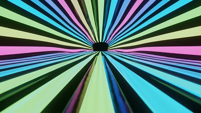 Abstract tunnel of colorful light rays, a vibrant visual experience.