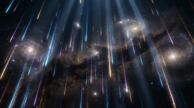 Abstract starfall illustration in deep navy tones representing speed, infinity, and cosmic travel 