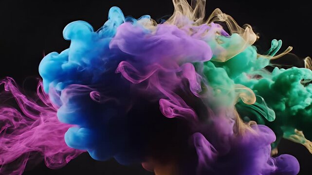 Colorful smoke art abstract background, vibrant paint cloud explosion, artistic design.