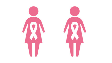 Awareness illustration of women supporting cancer day with pink ribbon symbol on plain background