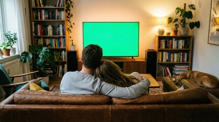 Fototapeta premium Cozy movie night experience living room lifestyle photo comfortable environment intimate viewpoint togetherness concept for seo impact