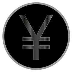 Obraz premium Jeton YEN noir et argenté 