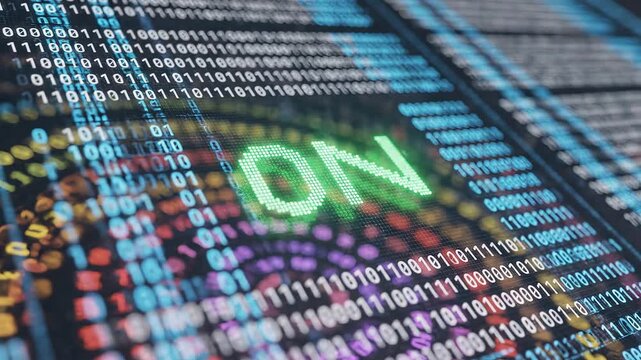 Digital data code on screen