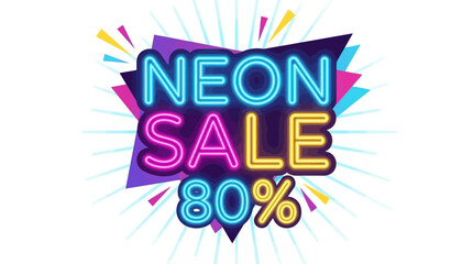 Neon Discount on Products, Online, Promotional Graphic, Vibrant Design