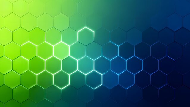 Abstract hexagonal pattern with gradient from green to blue