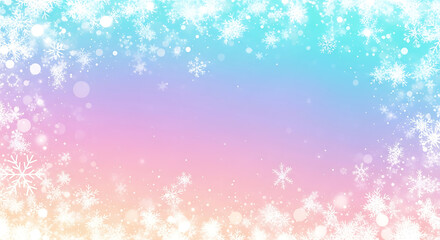 Fototapeta premium Vibrant winter background with snowflakes and bokeh lights