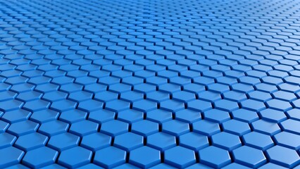 Naklejka premium Blue hexagonal pattern surface with uniform geometric tiling
