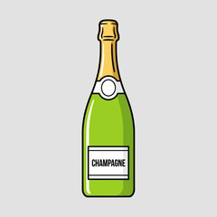 Champagne Bottle Illustration - Celebration Beverage Icon