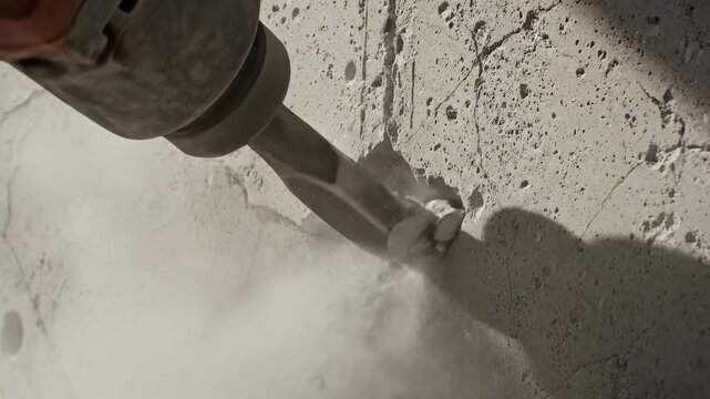 Drill bit on concrete wall