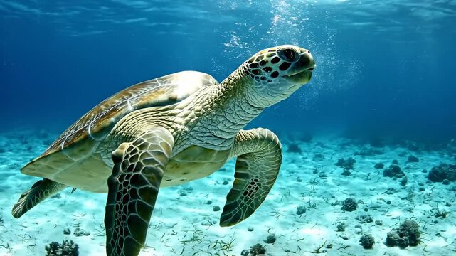 Sea turtle swimming in ocean