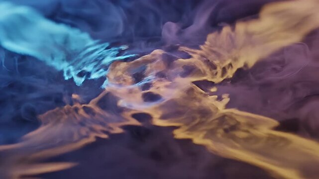 Abstract water ripple effect with colorful smoke and vibrant light.