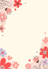 Floral love background with soft colors and copy space
