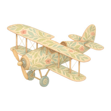 PNG Vintage floral airplane illustration