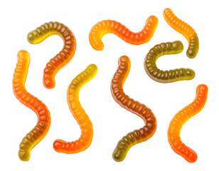 Gummy Worms Candy on a Black Background