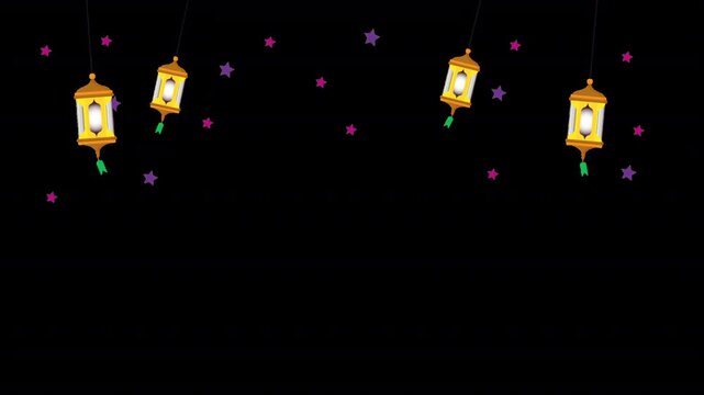 Animated lantern footage glowing with spiritual light, symbolizing Ramadan and Eid celebrations in alpha channel background
