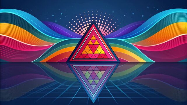 Saturated abstract reflections bold color triangle reflection wave geometric colorful vibrant neon gradient symmetrical glossy saturated abstract