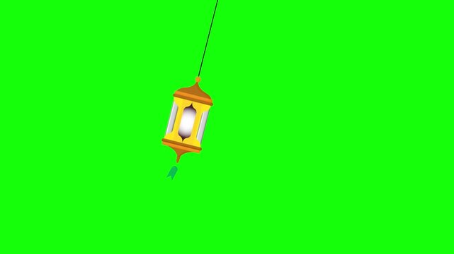 Animated lantern footage glowing with spiritual light, symbolizing Ramadan and Eid celebrations in green screen background