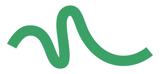 Fototapeta premium Abstract Green Color Line. Wave Shape Graphic Element. Vector Organic Wavy Ribbon. Doodle Geometric Line for Poster Design, Dynamic Logos and Organic Icons.