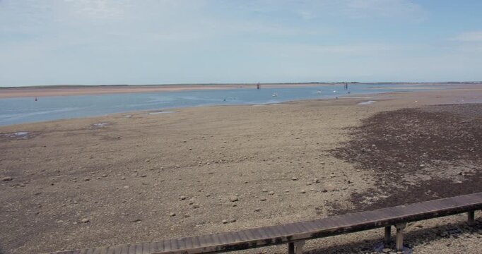 Extra panning shot of Piel channel and barrow in furness. At barrow in furness,