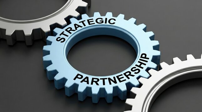 Gears representing strategic partnership concept