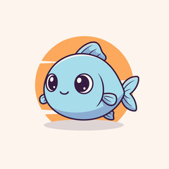 Obraz premium Cute Blue Fish Cartoon Character Illustration.
