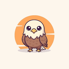 Fototapeta premium Cute Cartoon Bald Eagle Bird Illustration.