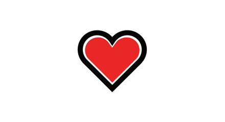 Red Heart Icon with Black Outline 1.