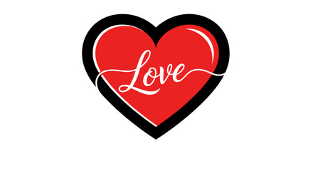 Red Heart with Love Text Graphic.