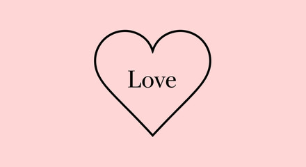 Simple Black Heart Shape with Love Text.