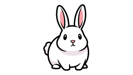 Obraz premium White Cartoon Rabbit Illustration with Pink Ears.