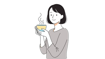 Woman Holding a Hot Beverage Cup.