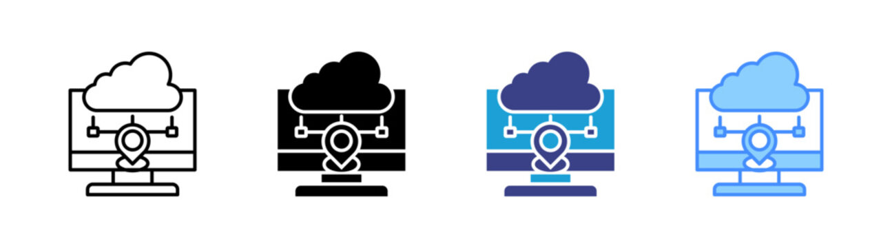Cloud Network icon set multiple style collection