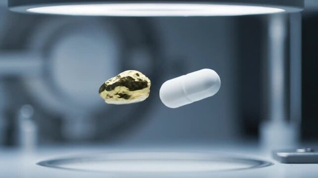 Macro Levitation of Gold Speck and Pill in Future Lab