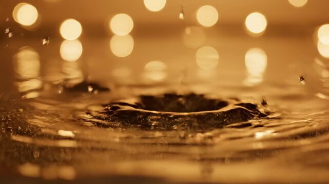 Water droplet splash creating crown shape