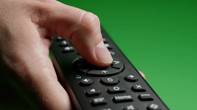 Hand pressing button on remote control