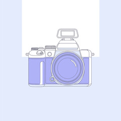 Digital Camera Icon with Flash and Lens, Vector Illustration
