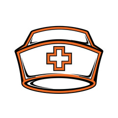 Nurse Cap Icon with Cross Symbol, Medical Healthcare Concept