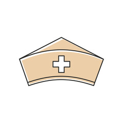 Nurse Cap Icon with Cross Symbol