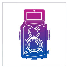 Vintage Twin Lens Reflex Camera Illustration with Gradient
