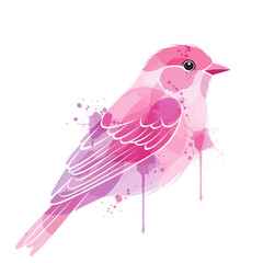 Watercolor Pink Bird Illustration - Artistic Splatter Art