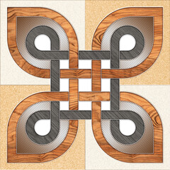 Decorative ceramic tile surface with artistic geometry