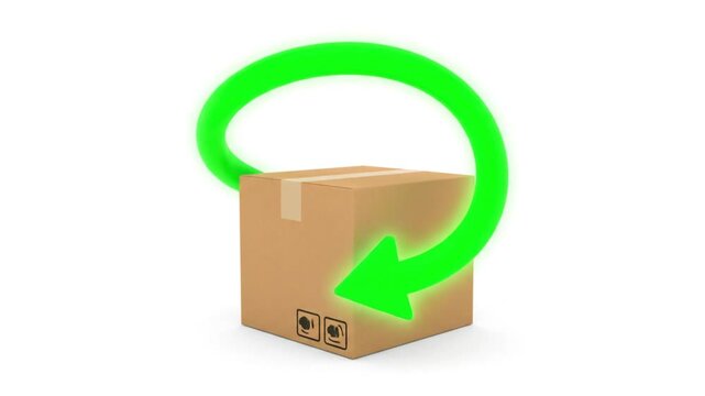 Clean 3D Animation of Green Circular Supply Chain Loop on White