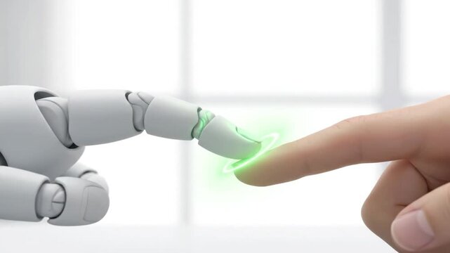 Soft Cinematic Touch Between Human Finger and Robotic Finger with Safety Light