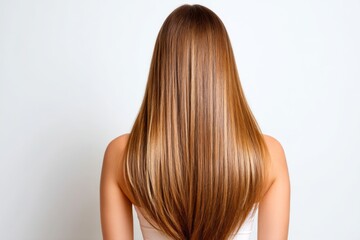 Naklejka premium Modern Sleek Hairstyle of Beautiful Long Hair from Back View on White Background