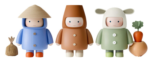 Fototapeta premium Cute 3D Characters Inspired by Harvest Festival Themes and Celebrations
