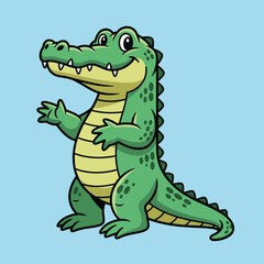 Fototapeta premium Cute Cartoon Crocodile on Blue Background
