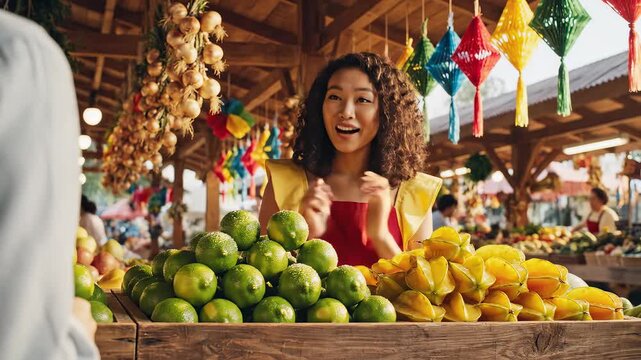 Woman selling fruits at market
