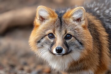 Fototapeta premium Captivating Furry Animal Face with Amazing Colors in Nature